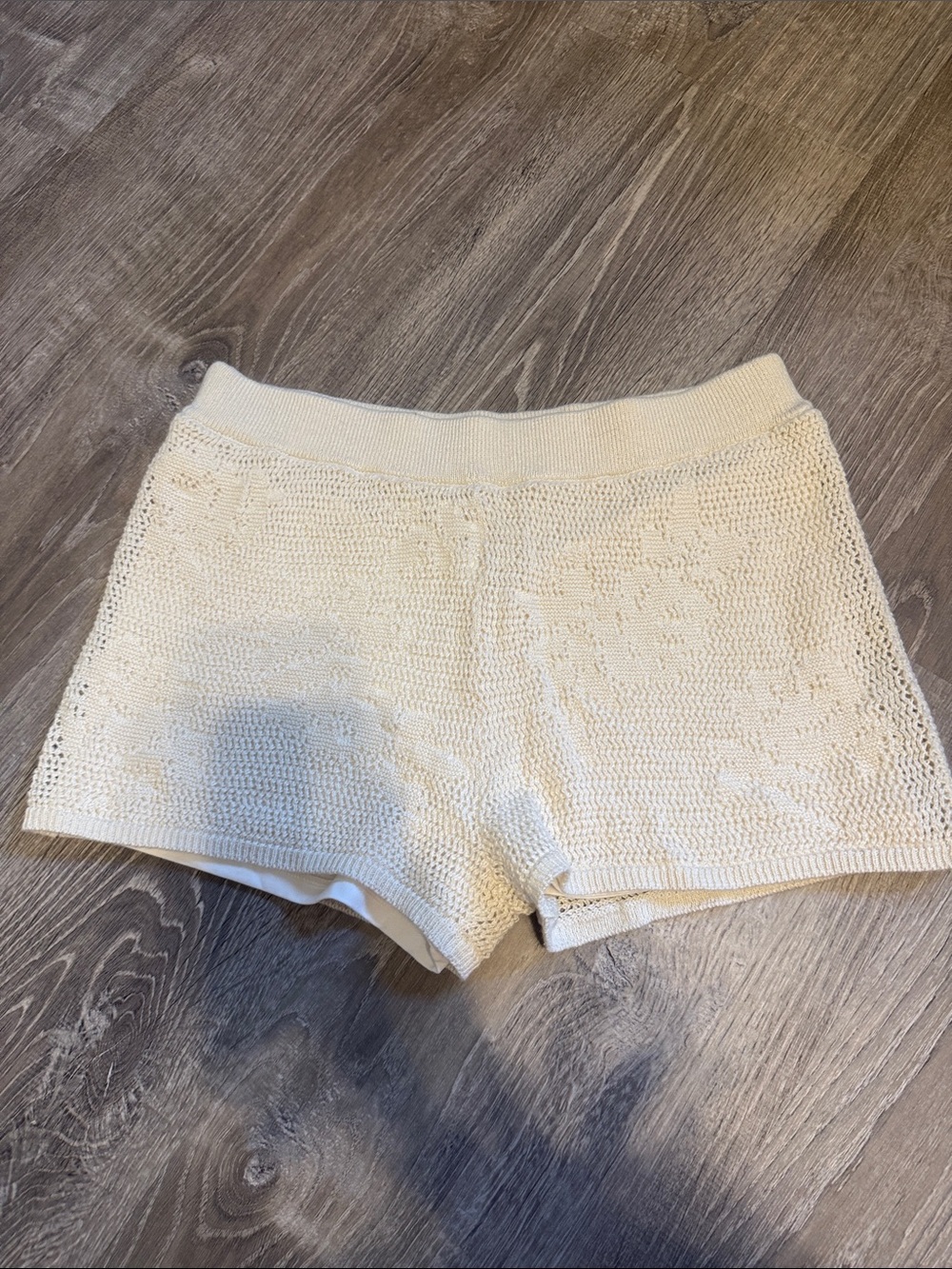 American Eagle Outfitters Cream Knit Skort-Style Shorts